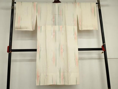 平和屋着物●長襦袢　無双仕立て　舞花地紋　暈し染め　半衿刺繍　正絹　逸品　AABJ0932cs