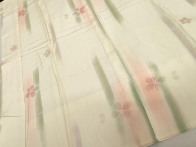 平和屋着物●長襦袢　無双仕立て　舞花地紋　暈し染め　半衿刺繍　正絹　逸品　AABJ0932cs