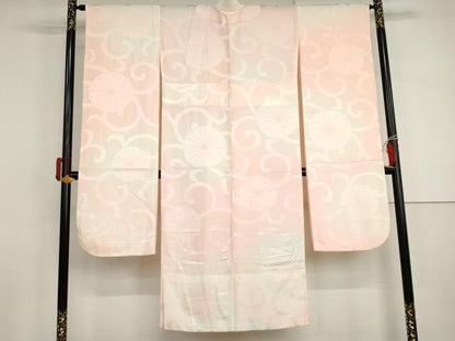 平和屋着物●振袖用長襦袢　無双仕立て　菊唐草地紋　暈し染め　正絹　逸品　AABJ0933cs