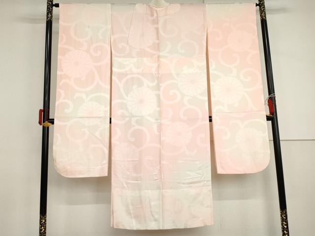 平和屋着物●振袖用長襦袢　無双仕立て　菊唐草地紋　暈し染め　正絹　逸品　AABJ0933cs