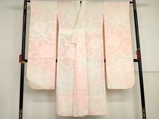 平和屋着物●振袖用長襦袢　無双仕立て　菊唐草地紋　暈し染め　正絹　逸品　AABJ0933cs