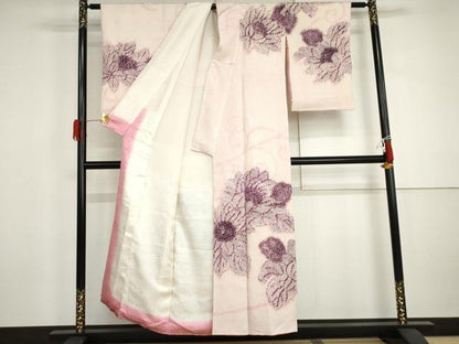 平和屋着物●訪問着　総絞り　草花文　正絹　逸品　AABJ0935cs