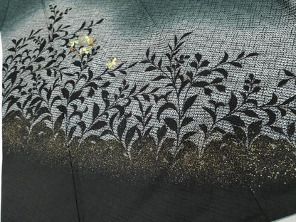 平和屋着物●訪問着　刺繍　枝葉丸文　枝葉シルエット　暈し染め　金糸　金彩　正絹　逸品　AABJ0937cs