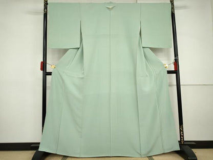 平和屋着物●上質な色無地　浅青色　正絹　逸品　未使用　AABJ0944cs