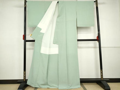 平和屋着物●上質な色無地　浅青色　正絹　逸品　未使用　AABJ0944cs