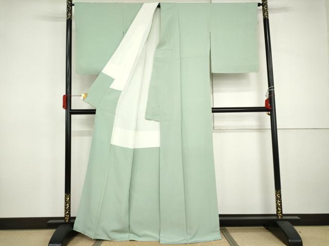 平和屋着物●上質な色無地　浅青色　正絹　逸品　未使用　AABJ0944cs