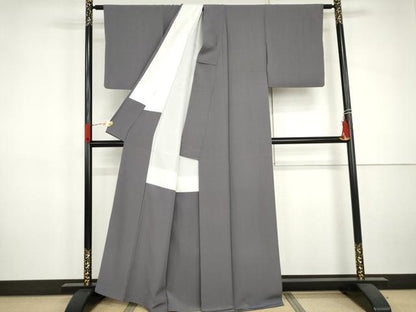 平和屋着物●上質な色無地　竜胆色　正絹　逸品　AABJ0945cs