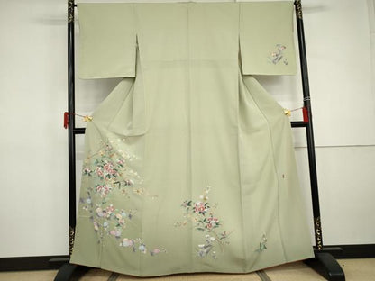 平和屋着物●訪問着　友禅　作家物　茂樹　枝花文　暈し染め　正絹　逸品　AABJ0946cs