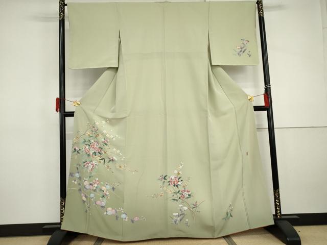 平和屋着物●訪問着　友禅　作家物　茂樹　枝花文　暈し染め　正絹　逸品　AABJ0946cs