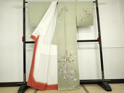 平和屋着物●訪問着　友禅　作家物　茂樹　枝花文　暈し染め　正絹　逸品　AABJ0946cs