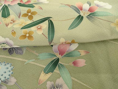 平和屋着物●訪問着　友禅　作家物　茂樹　枝花文　暈し染め　正絹　逸品　AABJ0946cs