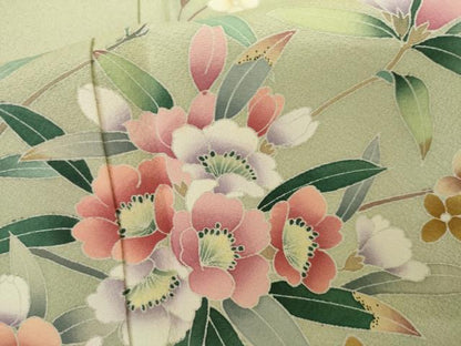 平和屋着物●訪問着　友禅　作家物　茂樹　枝花文　暈し染め　正絹　逸品　AABJ0946cs