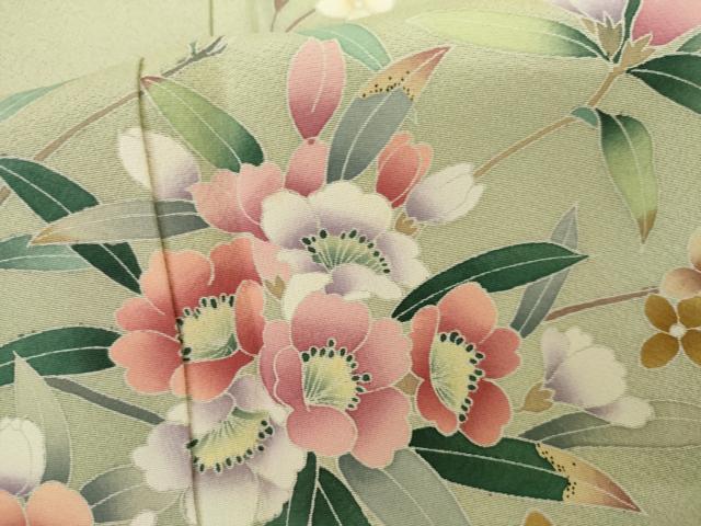 平和屋着物●訪問着　友禅　作家物　茂樹　枝花文　暈し染め　正絹　逸品　AABJ0946cs