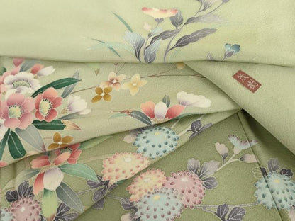 平和屋着物●訪問着　友禅　作家物　茂樹　枝花文　暈し染め　正絹　逸品　AABJ0946cs