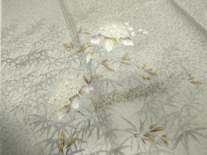 平和屋着物●和紙染染色作家・植村彩弘　訪問着　手描き　枝花文　暈し染め　金彩　やまと金ラベル　正絹　逸品　AABJ0949cs