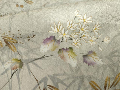 平和屋着物●和紙染染色作家・植村彩弘　訪問着　手描き　枝花文　暈し染め　金彩　やまと金ラベル　正絹　逸品　AABJ0949cs