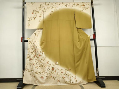 平和屋着物●訪問着　枝花文　暈し染め　金彩　正絹　逸品　AABJ0950cs