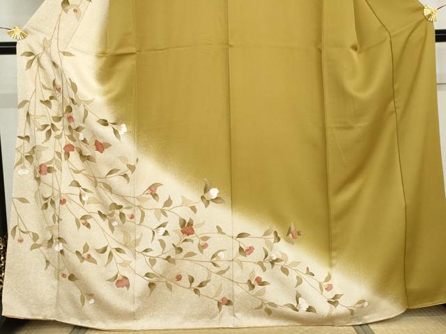 平和屋着物●訪問着　枝花文　暈し染め　金彩　正絹　逸品　AABJ0950cs