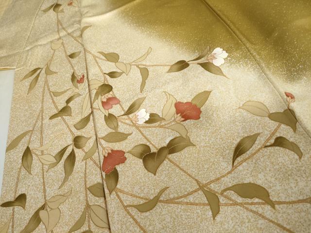 平和屋着物●訪問着　枝花文　暈し染め　金彩　正絹　逸品　AABJ0950cs