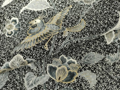 平和屋着物●上質な小紋　更紗花鳥文　黒地　金銀彩　正絹　逸品　AABJ0951cs