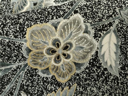 平和屋着物●上質な小紋　更紗花鳥文　黒地　金銀彩　正絹　逸品　AABJ0951cs