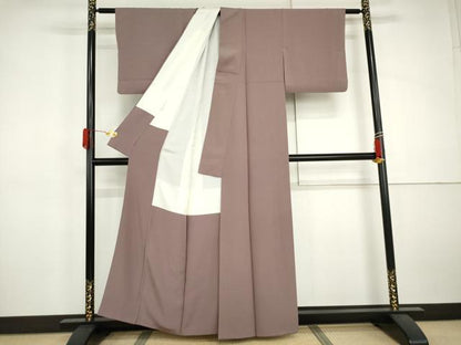 平和屋着物●上質な色無地　葡萄鼠色　正絹　逸品　AABJ0955cs