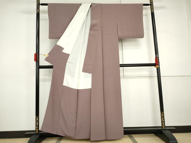 平和屋着物●上質な色無地　葡萄鼠色　正絹　逸品　AABJ0955cs