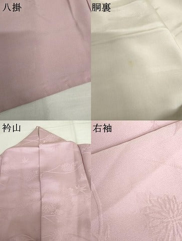 平和屋着物●上質な色無地　芝花地紋　紅藤色　正絹　逸品　AABJ0956cs