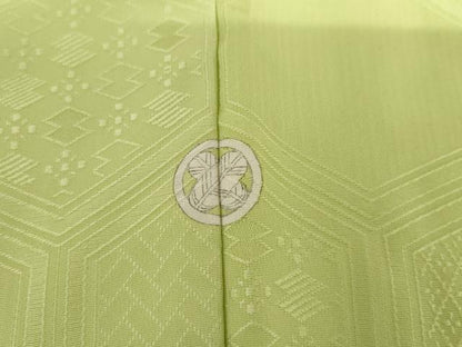 平和屋着物●上質な色無地　亀甲花地紋　若菜色　正絹　逸品　AABJ0957cs
