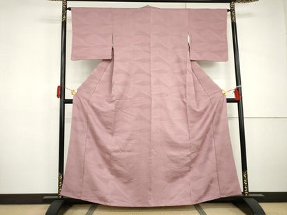 平和屋着物●上質な色無地　舞花地紋　菖蒲色　正絹　逸品　AABJ0958cs