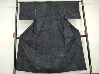 平和屋着物●上質な紬　風景樹林文　正絹　逸品　AABJ0960cs