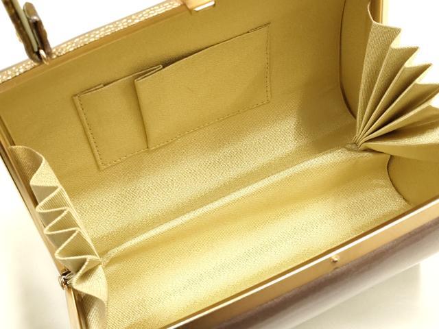 平和屋着物▼和装小物　和装バッグ　ハンドバッグ　花格子　金彩　逸品　AABJ0961ay