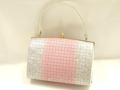 平和屋着物▼和装小物　和装バッグ　ハンドバッグ　花柄　銀糸　金銀彩　逸品　AABJ0963ay