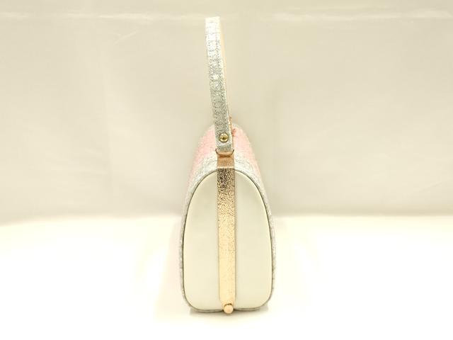 平和屋着物▼和装小物　和装バッグ　ハンドバッグ　花柄　銀糸　金銀彩　逸品　AABJ0963ay