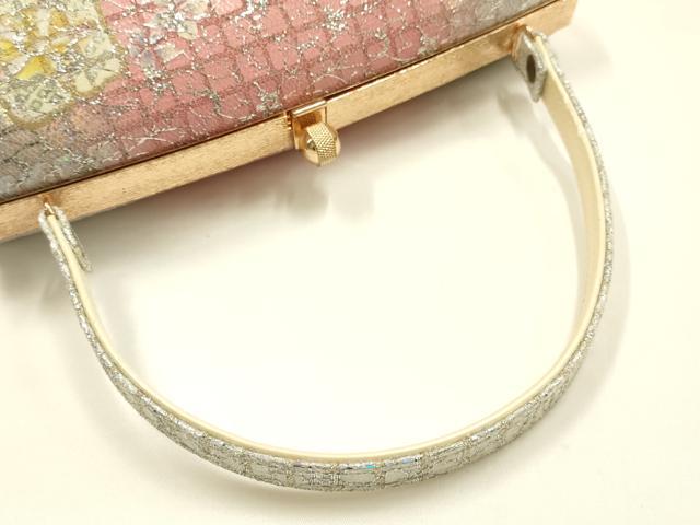 平和屋着物▼和装小物　和装バッグ　ハンドバッグ　花柄　銀糸　金銀彩　逸品　AABJ0963ay