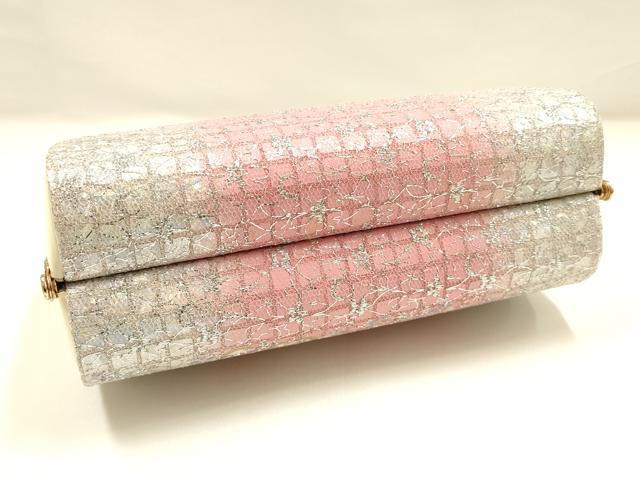 平和屋着物▼和装小物　和装バッグ　ハンドバッグ　花柄　銀糸　金銀彩　逸品　AABJ0963ay