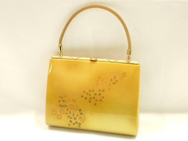 平和屋着物▼和装小物　和装バッグ　ハンドバッグ　草花文　螺鈿　逸品　AABJ0967ay