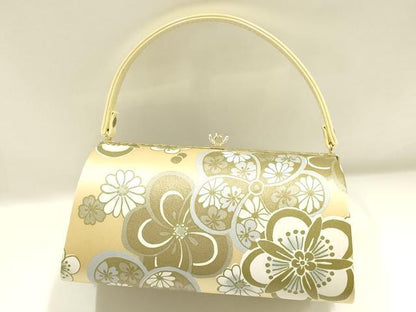 平和屋着物▼和装小物 和装バッグ ハンドバッグ 舞花文 捻梅 菊 金彩 逸品 AABJ0972ay
