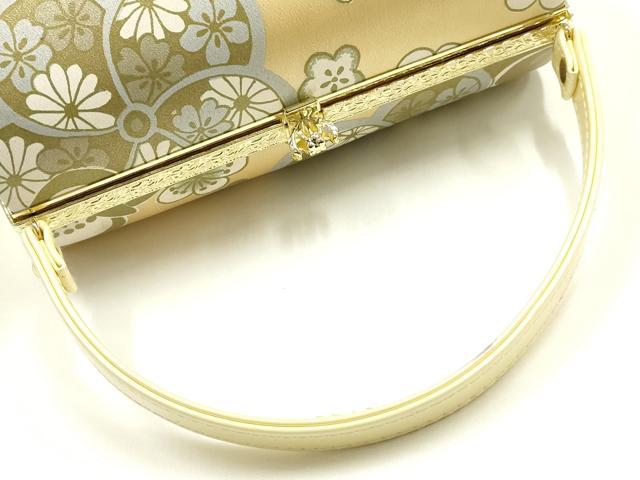 平和屋着物▼和装小物 和装バッグ ハンドバッグ 舞花文 捻梅 菊 金彩 逸品 AABJ0972ay
