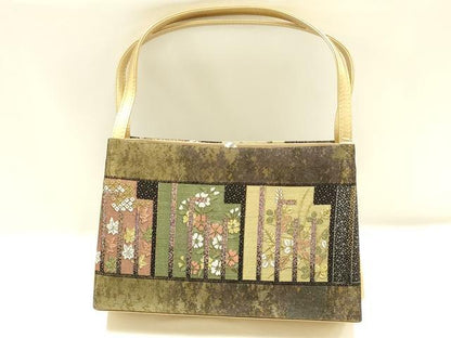 平和屋着物▼和装小物　和装バッグ　ハンドバッグ　源氏香花文　金銀糸　逸品　AABJ0978ay