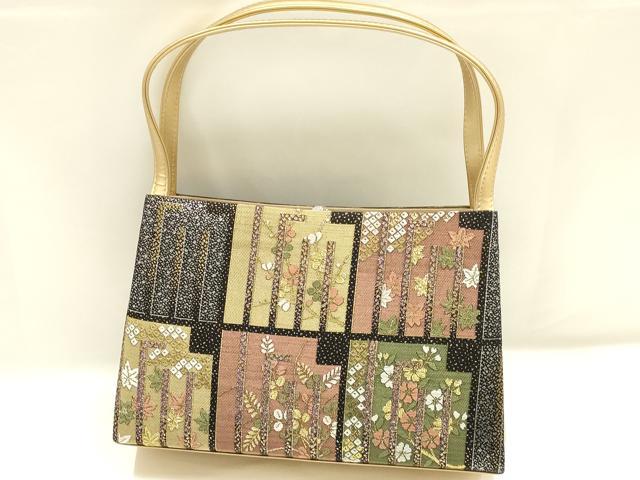 平和屋着物▼和装小物　和装バッグ　ハンドバッグ　源氏香花文　金銀糸　逸品　AABJ0978ay