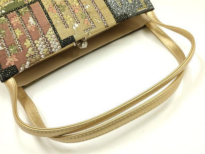 平和屋着物▼和装小物　和装バッグ　ハンドバッグ　源氏香花文　金銀糸　逸品　AABJ0978ay