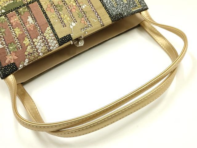 平和屋着物▼和装小物　和装バッグ　ハンドバッグ　源氏香花文　金銀糸　逸品　AABJ0978ay