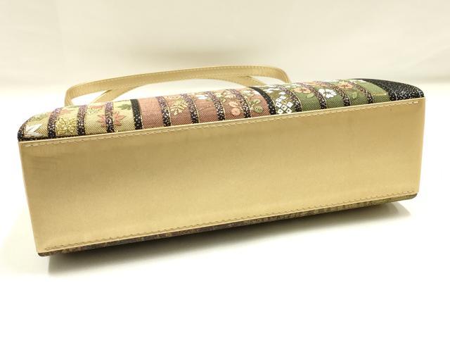 平和屋着物▼和装小物　和装バッグ　ハンドバッグ　源氏香花文　金銀糸　逸品　AABJ0978ay