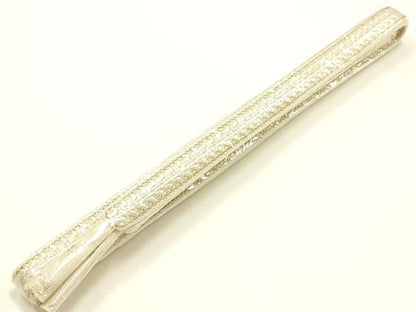 平和屋着物●和装小物　帯締め・帯揚げ・扇子セット　礼装用　平組　柄絞り　飛鶴　金糸　逸品　未使用　AABJ1008ay