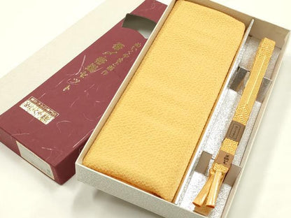 平和屋着物●和装小物　帯締め・帯揚げセット　平組　卵色　めいくやまと　逸品　未使用　AABJ1010ay