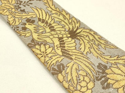 平和屋着物▼和装小物　帯締め・抱え帯セット　丸ぐけ　花鳥文　鳳凰　菊　金糸　逸品　AABJ1018ay