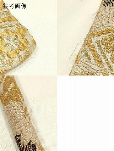 平和屋着物▼和装小物　帯締め・抱え帯セット　丸ぐけ　飛鶴天井文　松竹梅　金糸　逸品　AABJ1019ay