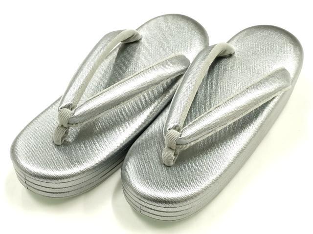 平和屋着物●和装小物　和装草履　礼装用　シルバー　日本製　逸品　未使用　AABJ1023ay