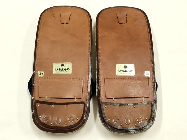 平和屋着物●男性　和装小物　雪駄　畳表　本革底　逸品　未使用　AABJ1025ay